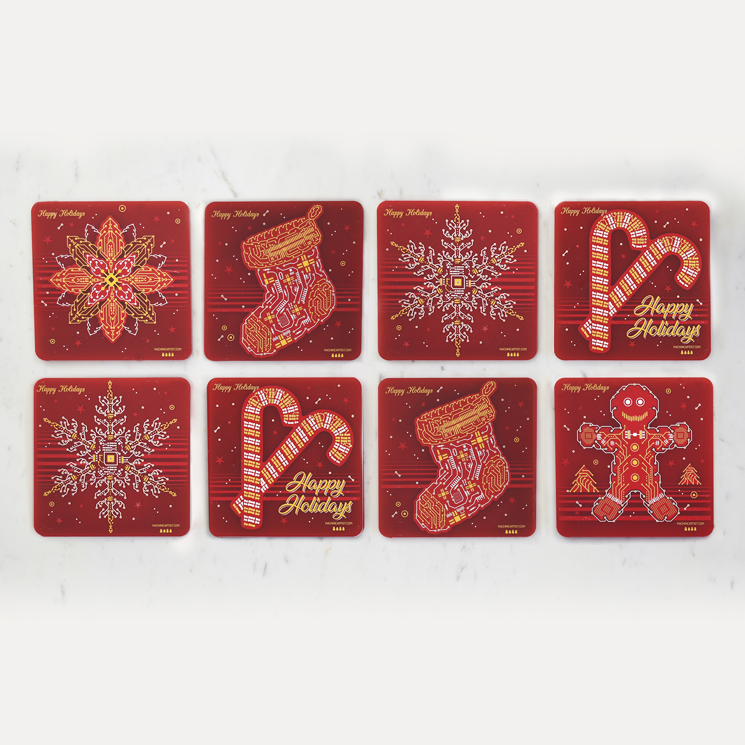 Pcb coaster christmas set 8 b