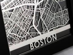 Boston - Stainless Steel Map - 5"x7"