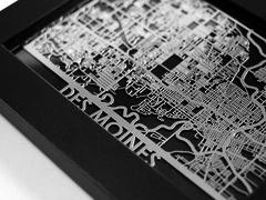 Des Moines - Stainless Steel Map - 5"x7"
