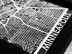 Minneapolis - Stainless Steel Map - 5"x7"