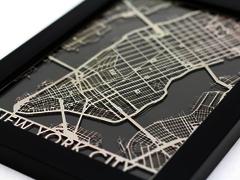 New York City - Stainless Steel Map - 5"x7"