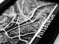 Pittsburgh - Stainless Steel Map - 5"x7"