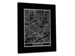 Detroit - Stainless Steel Map - 11"x14"